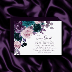 Invitación Moody Boho Graduación De Flores Púrpura De Ovina