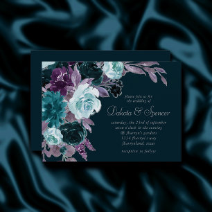 Invitación Moody Boho   Gran Bouquet Verde azulado turquesa m