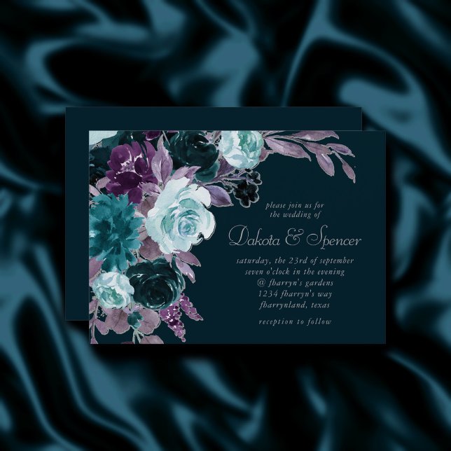 Invitación Moody Boho | Gran Bouquet Verde azulado turquesa m (Subido por el creador)