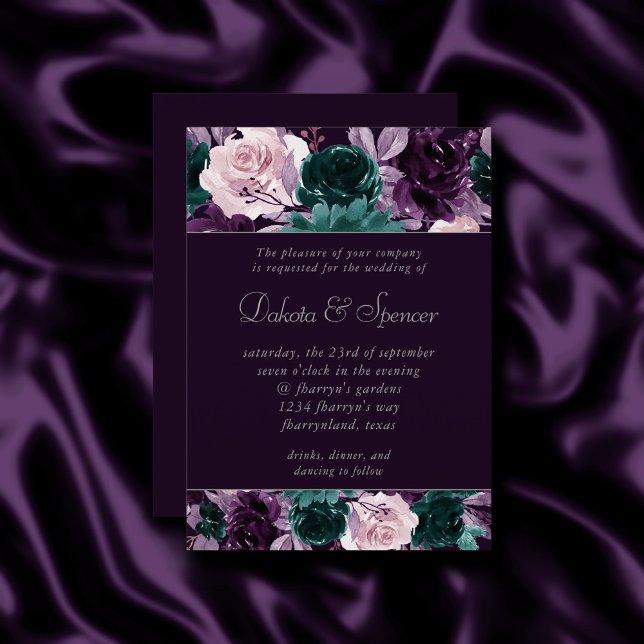 Invitación Moody Boho | Granja morada y Verde azulada de bere (Subido por el creador)