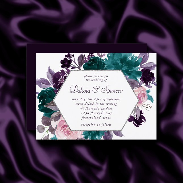 Invitación Moody Boho | Marco De Escarcha Floral Púrpura Eggp (Subido por el creador)