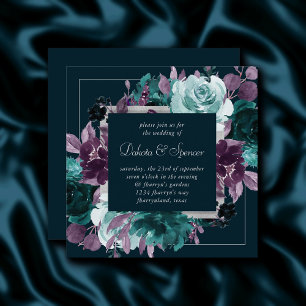 Invitación Moody Boho Profunda Wreath Verde azulada turques