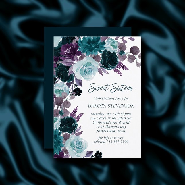 Invitación Moody Boho | Rosas Verde azulados y morados Dulce  (Subido por el creador)