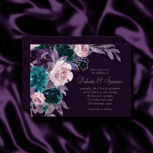 Invitación Moody Boho Sello morado y Verde azulado de beren