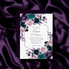 Invitación Moody Boho | Tramo de armazón morado de plata de b
