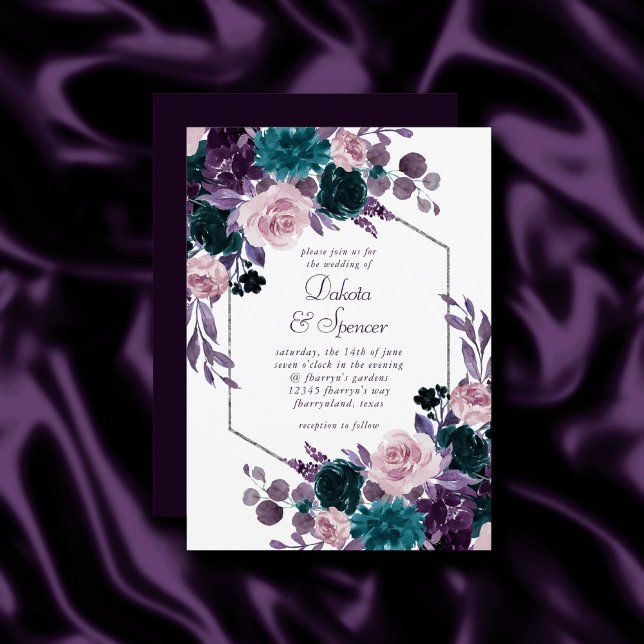 Invitación Moody Boho | Tramo de armazón morado de plata de b (Subido por el creador)