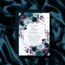 Invitación Moody Boho | Verde azulado Boda floral turquesa os