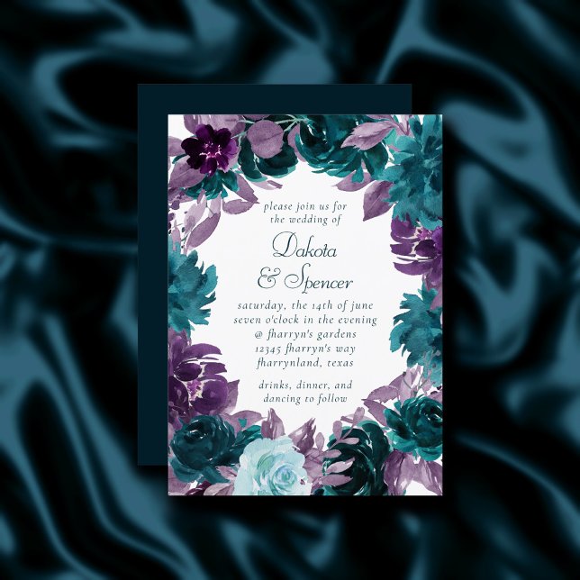 Invitación Moody Boho | Verde azulado Boda floral turquesa os (Subido por el creador)