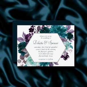 Invitación Moody Boho Verde azulado Boda floral turquesa os