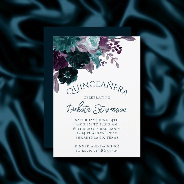 Invitación Moody Boho | Verde azulado Bouquet Floral Oscura Q (Subido por el creador)