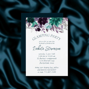 Invitación Moody Boho   Verde azulado Glamour floral de Garla