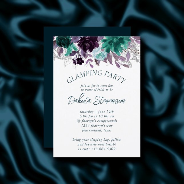 Invitación Moody Boho | Verde azulado Glamour floral de Garla (Subido por el creador)