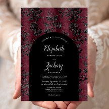 Moody Burgundy Black Damask Arch Dark Boda