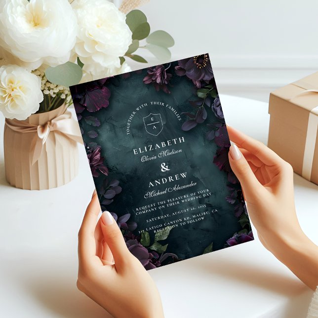 Invitación Moody Dark Floral Boda (Subido por el creador)