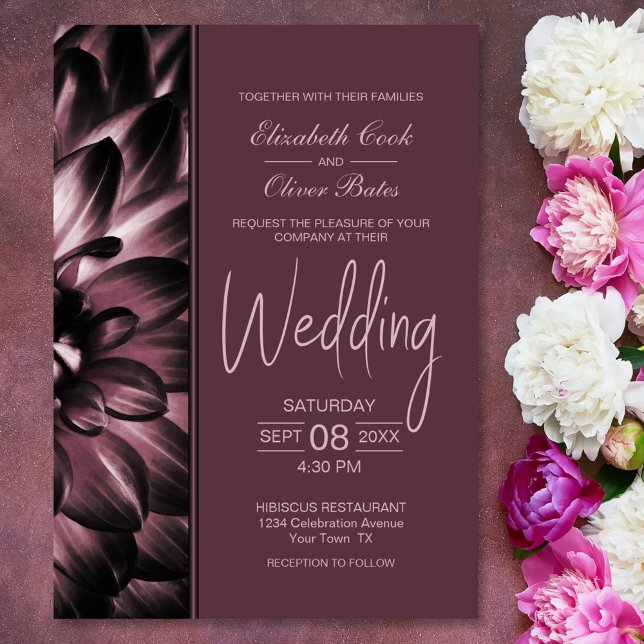 Invitación Moody Dusty Rosa Boda Floral (Subido por el creador)