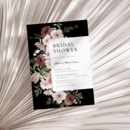 Invitación Moody Dusty Rosa Floral Bridal Shower