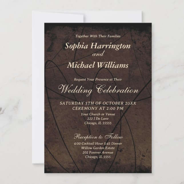Invitación Moody Elegance Wedding Invitation Template Digital (Anverso)