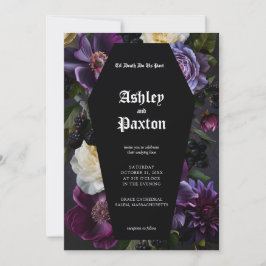 Invitación Moody Elegant Purple Gothic Garden Boda Floral