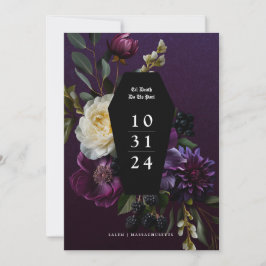 Invitación Moody Elegant Purple Gothic Garden Floral Salve el