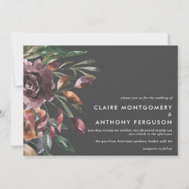 Invitación Moody Fall Boda de acuarela de ráfaga floral