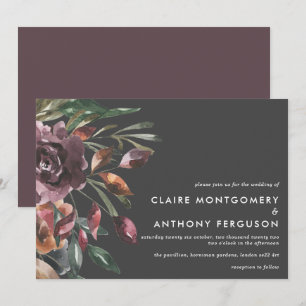 Invitación Moody Fall Boda de acuarela de ráfaga floral