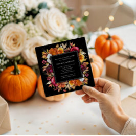 Invitación Moody Fall Dark Floral Romantic Bridal Shower