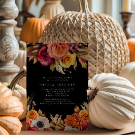 Invitación Moody Fall Dark Floral Romantic Bridal Shower