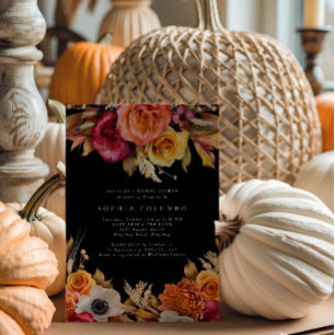 Invitación Moody Fall Dark Floral Romantic Bridal Shower