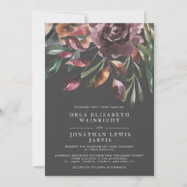 Invitación Moody Fall Floral Burst Purple Boda