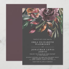 Invitación Moody Fall Floral Burst Purple Boda