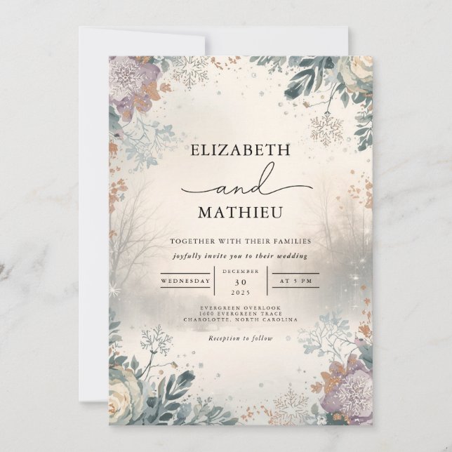 Invitación Moody Floral Autumn Boda (Anverso)