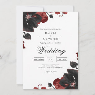 Invitación Moody Floral Crimson Romance Boda