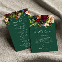 Moody Floral Emerald Boda Welcome Bag card