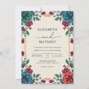Invitación Moody Floral Flourish Boda