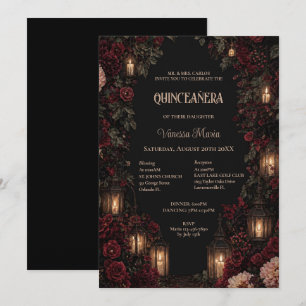 Invitación Moody Floral Gothic Quinceañera