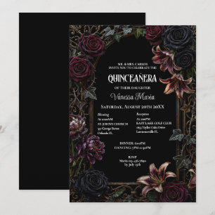 Invitación Moody Floral Gothic Quinceañera