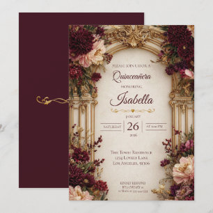 Invitación Moody Floral Gothic Quinceañera