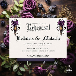 Invitación Moody Floral Gótico Rosa Ametista Profundo