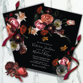 Invitación Moody floral neoclásica y Boda oscuro
