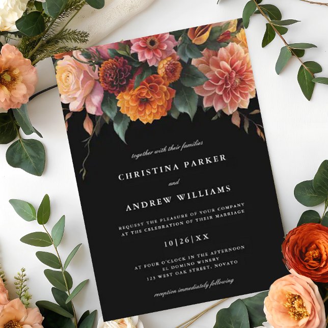 Invitación Moody Floral Oscuro Elegante otoño Boda de Inviern (Subido por el creador)