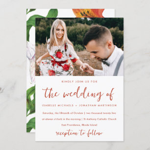 Invitación Moody Floral Pattern Photo Boda