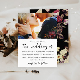 Invitación Moody Floral Pattern Photo Boda
