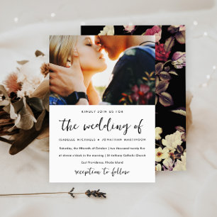 Invitación Moody Floral Pattern Photo Boda