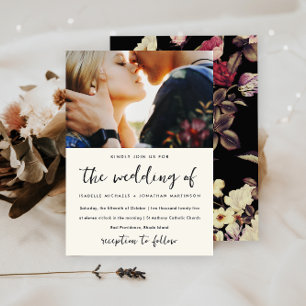 Invitación Moody Floral Pattern Photo Boda