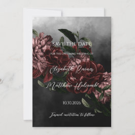 Invitación Moody Floral Wedding Guardar la fecha con el códig