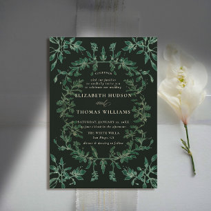 Invitación Moody Forest Boda Botánico-Moderno