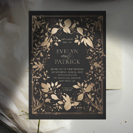 Invitación Moody Forest Botanica Moderno Boda de Oro Clásico