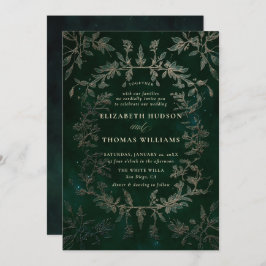 Invitación Moody Forest Faux Grabado en relieve Boda clásico 