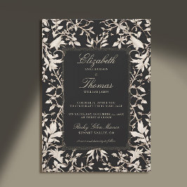 Invitación Moody Forest Foliage Frame Moderno Boda Clásico