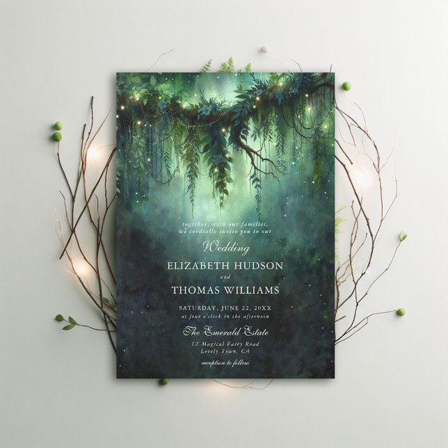 Invitación Moody Forest Greeneration Enchanted Fairy Dark Bod (moody forest wedding enchanted fairy tale faerie woodland magical bespoke elegant invitation)